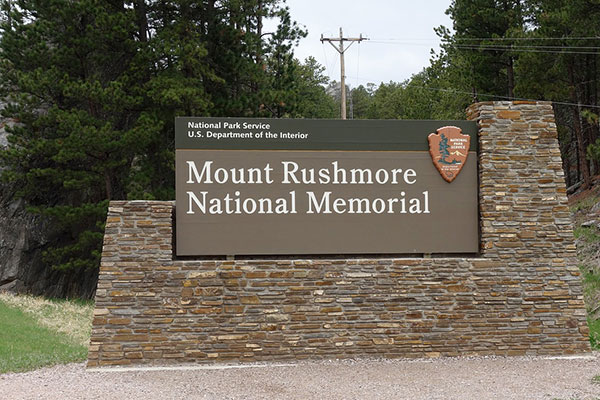 Mount Rushmore National Memorial Free Standing Monument Sign