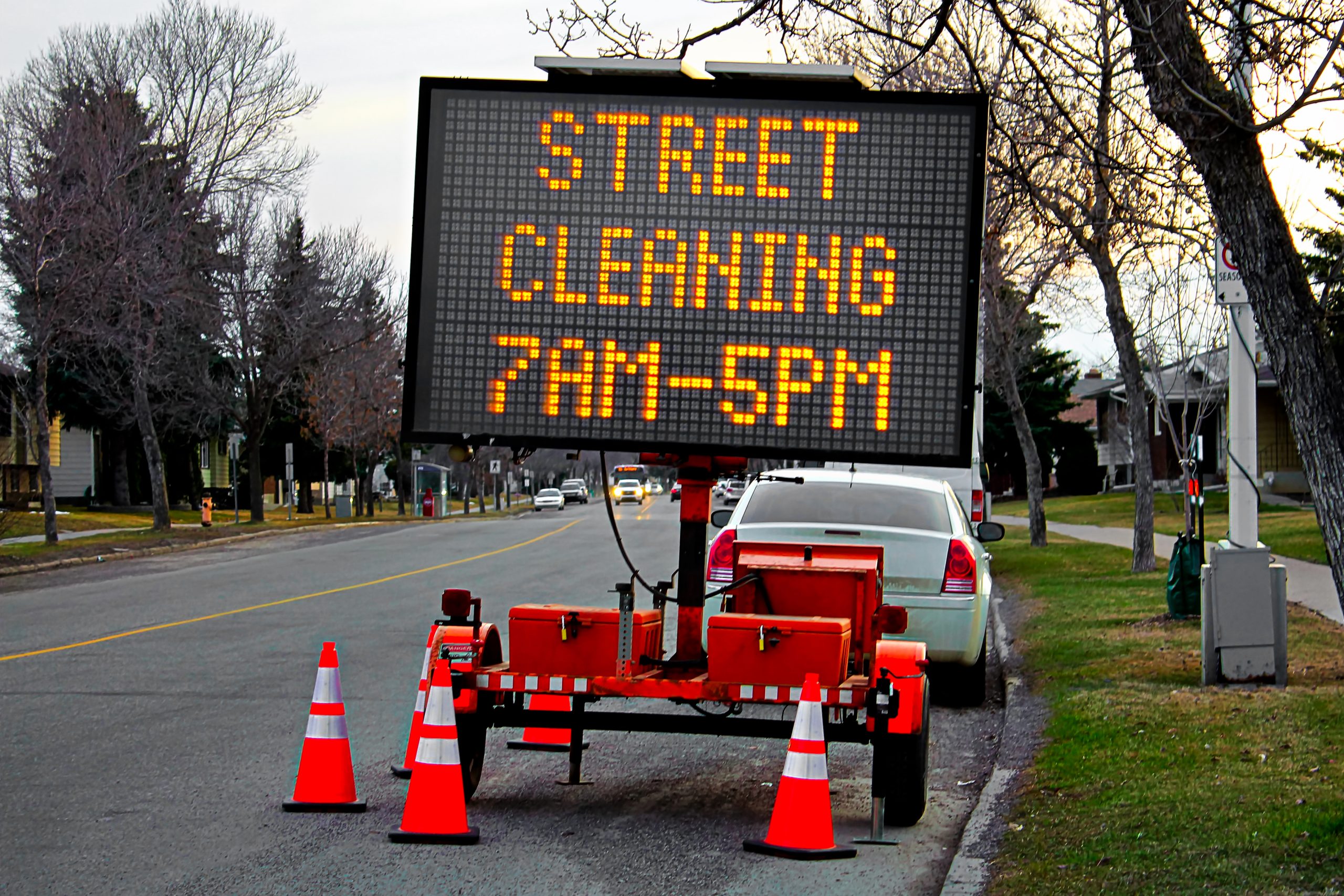 Custom Electronic Signage - Street Cleaning 7 AM-5PM
