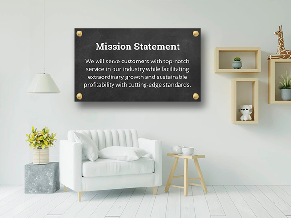 Company's Mission Statement Wall Sign