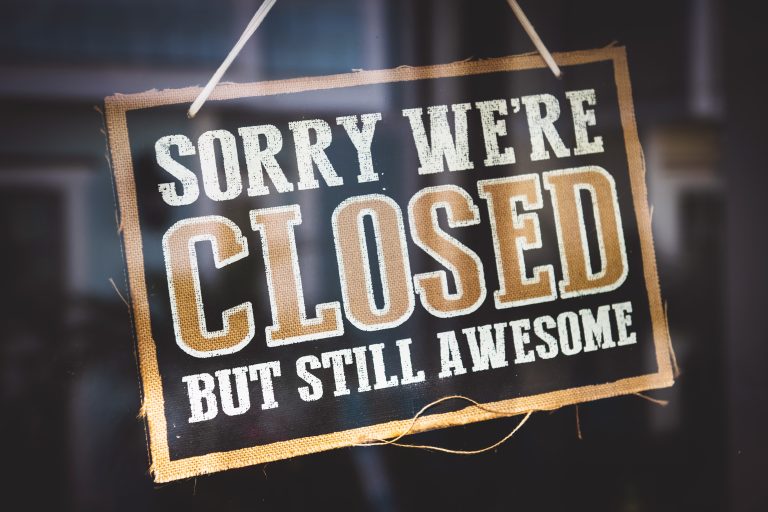 Hanging Storefront Door Sign - Sorry We're closed